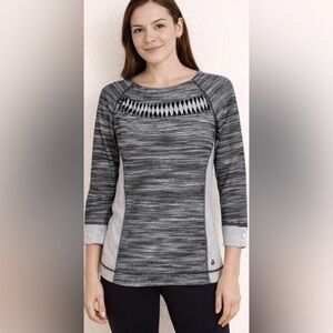 Trina Turk Recreation Women’s Black and Gray Twisted Cutout Top, Size Small